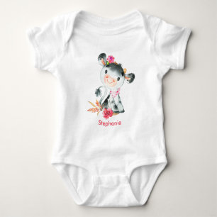 Body Para Bebê Vaca-Pequena Cor-de-Água Rosa