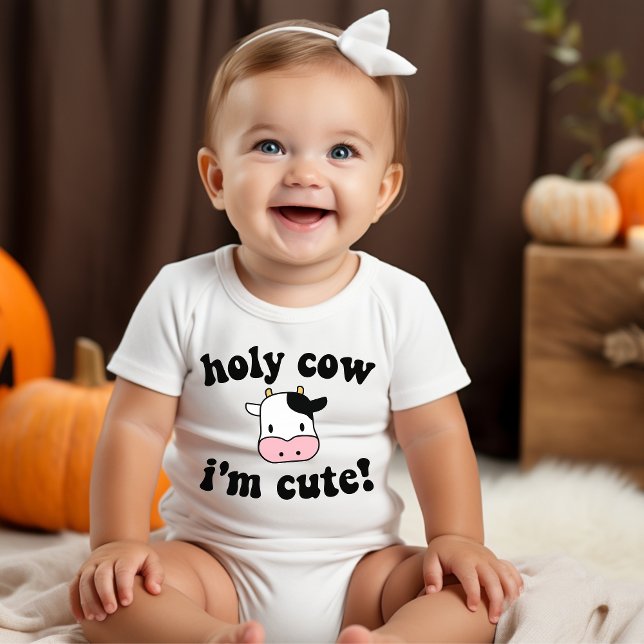 Body Para Bebê Vaca Sagrada Eu Sou Fofo Rosa (Criador carregado)