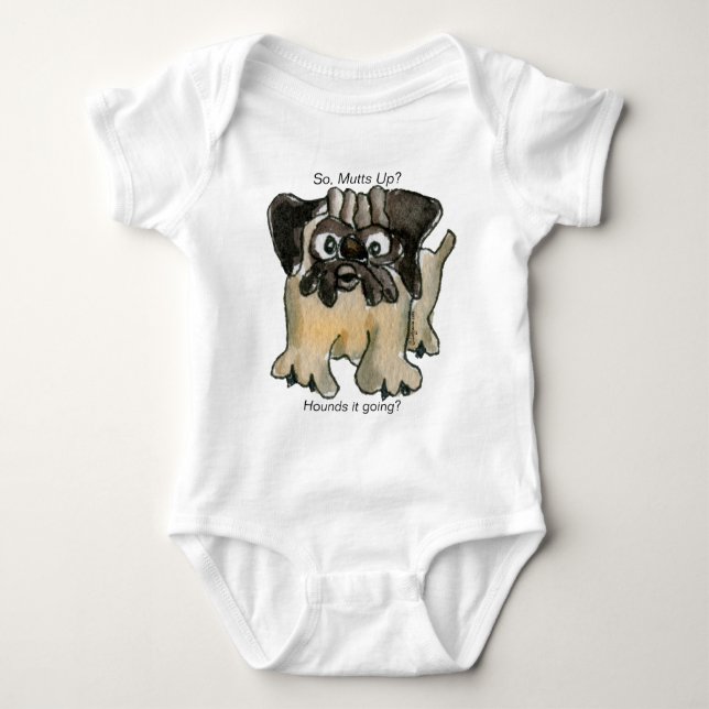 Body Para Bebê Vai ferir? Cartoon Pug Dog Baby (Frente)