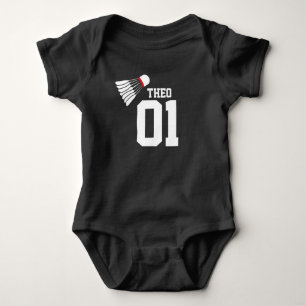 Body Para Bebê Vaivém de emblema desportivo com nome branco, cham