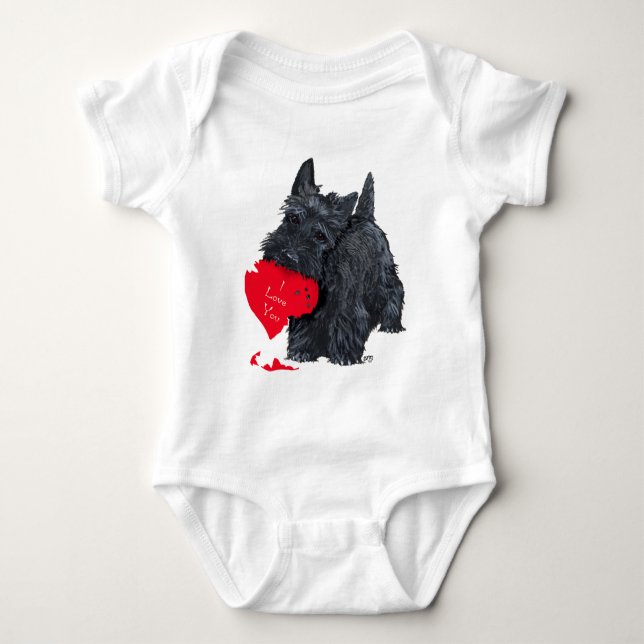 Body Para Bebê Valentine Terrier Escocês (Frente)