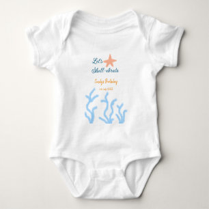 Body Para Bebê Vamos comemorar debaixo do mar azul de aniversário