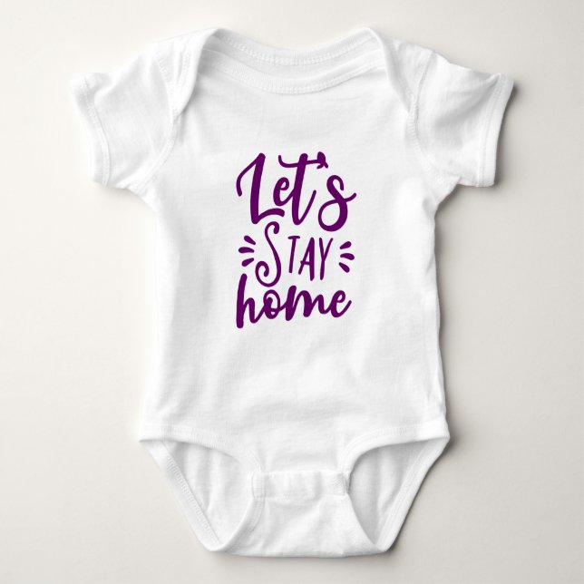 Body Para Bebê Vamos fica em casa roxo (Frente)