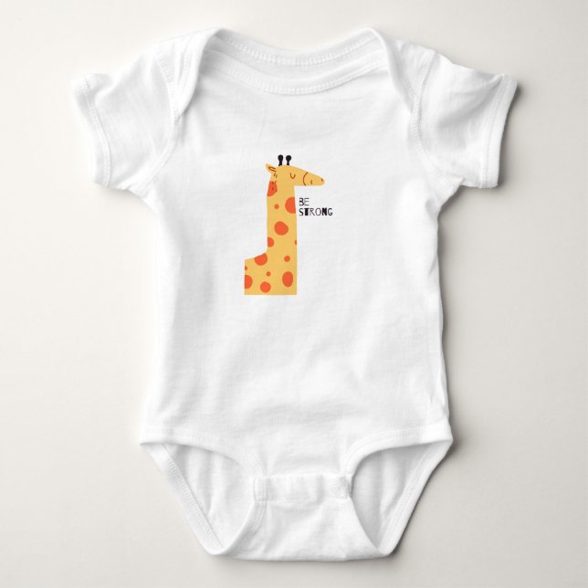 Body Para Bebê Vamos Ser Forte Pequena Girafa (Frente)