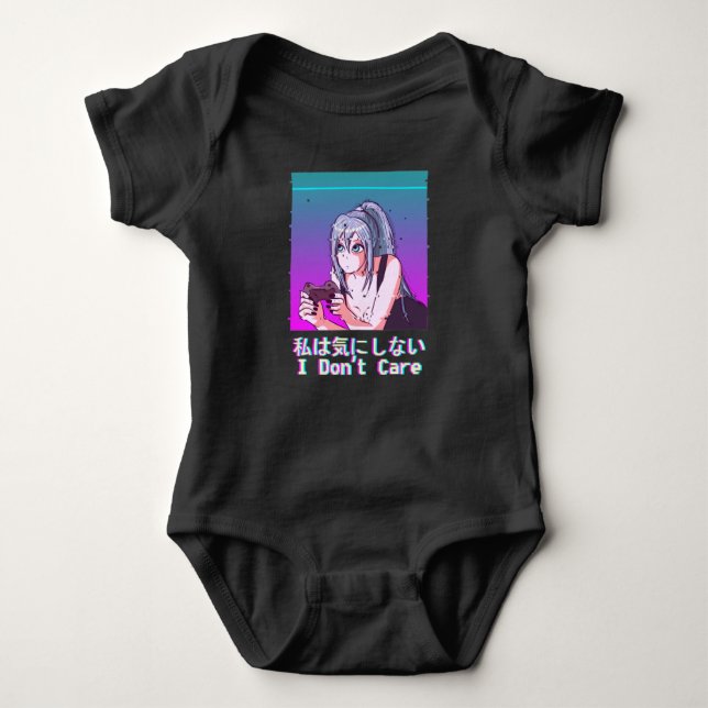 Body Para Bebê Vaporwave Japan Fashion Sad Gaming AnimGirl (Frente)