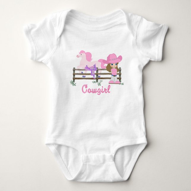 Body Para Bebê Vaqueira com cavalo (Frente)