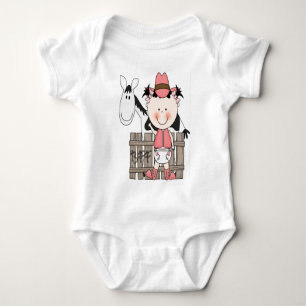Body Para Bebê Vaqueira pequena do bebê com t-shirt do cavalo