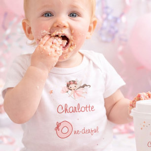 Body Para Bebê Varinha Mágica da Fada: Blush Girls - 1º Aniversár