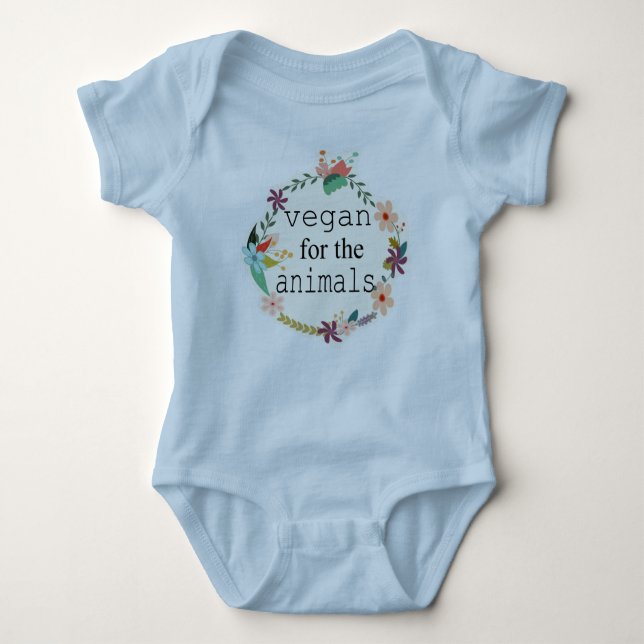Body Para Bebê Vegan para a veste do design floral dos animais (Frente)