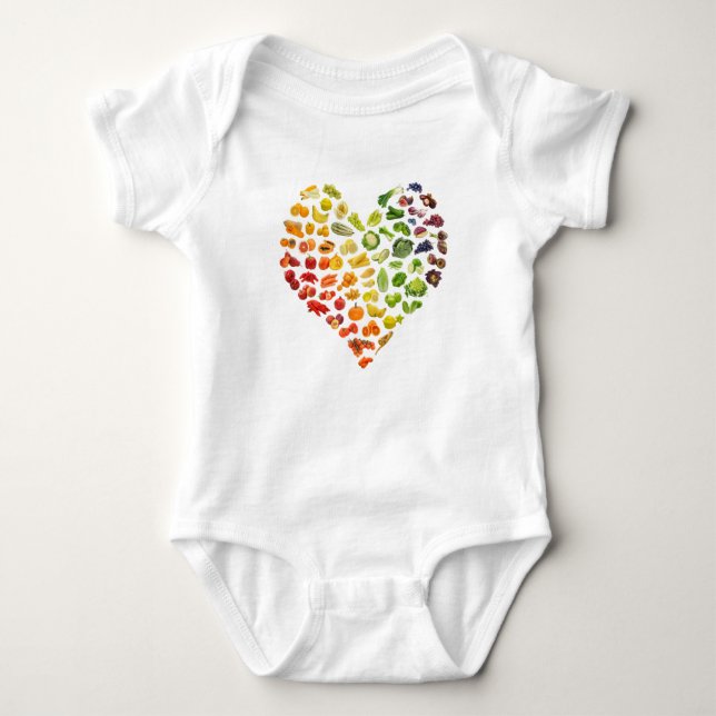 Body Para Bebê Vegan Rainbow Heart (Frente)