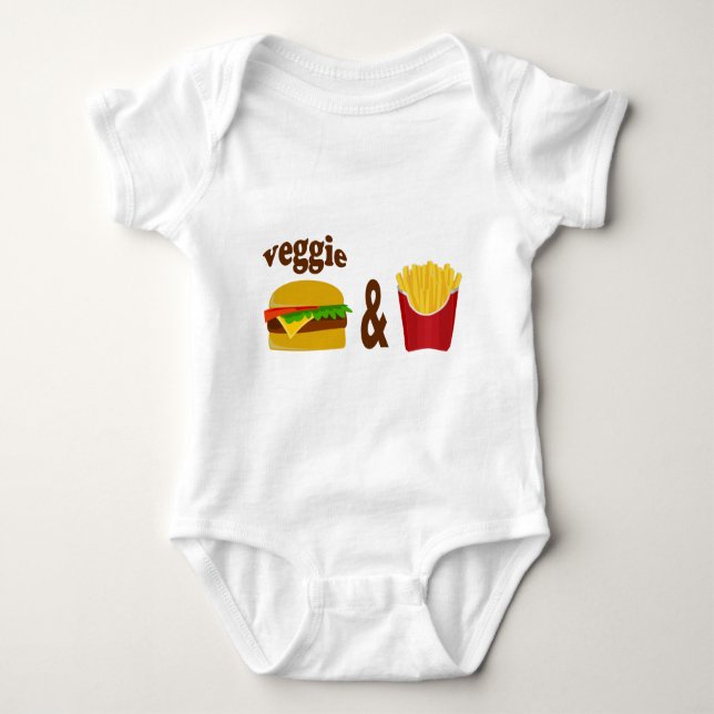 Body Para Bebê Veggie Burger e Fries (Frente)