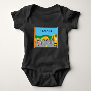 Body Para Bebê Veículo De Construção De Menino Cute Monograma