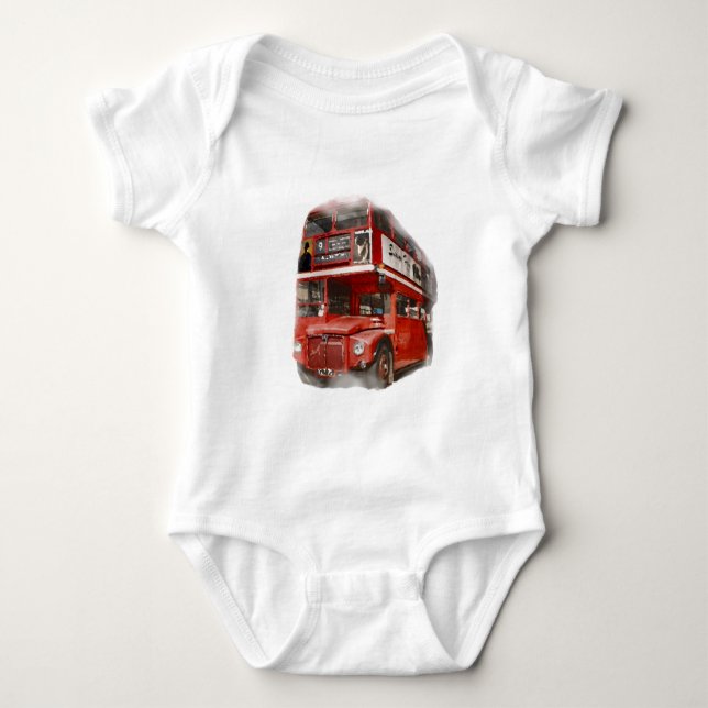 Body Para Bebê Velho Ônibus Vermelho de Londres (Frente)