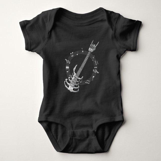 Body Para Bebê Ventilador de rock do Skeleton Guitar Lover (Frente)