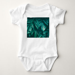 Body Para Bebê Verde escuro, folhagem tropical da selva.