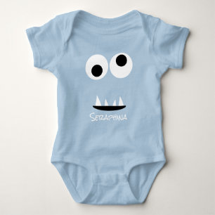 Body Para Bebê Verde personalizado do bebê da cara do monstro