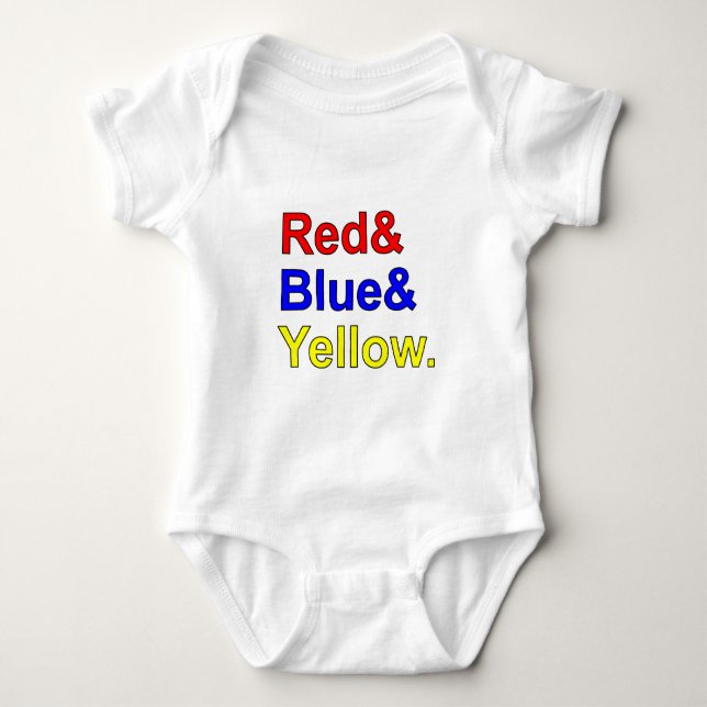 Body Para Bebê Vermelho Azul Amarelo | Cores Primárias (Frente)