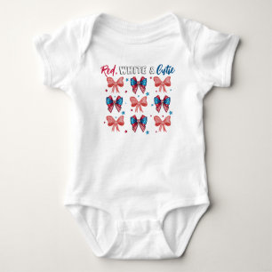 Body Para Bebê Vermelho Branco e Cutie,Patriótico Cutie,Arco Rosa