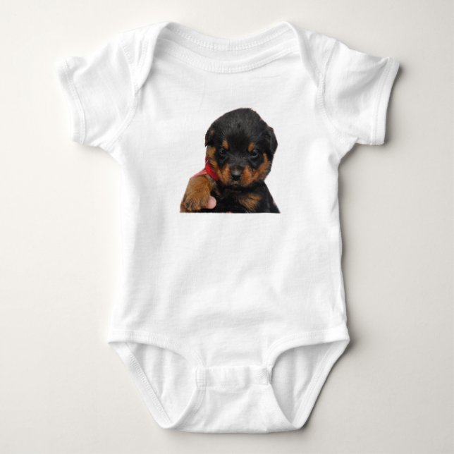 Body Para Bebê Vermelho do filhote de cachorro de Rottweiler (Frente)