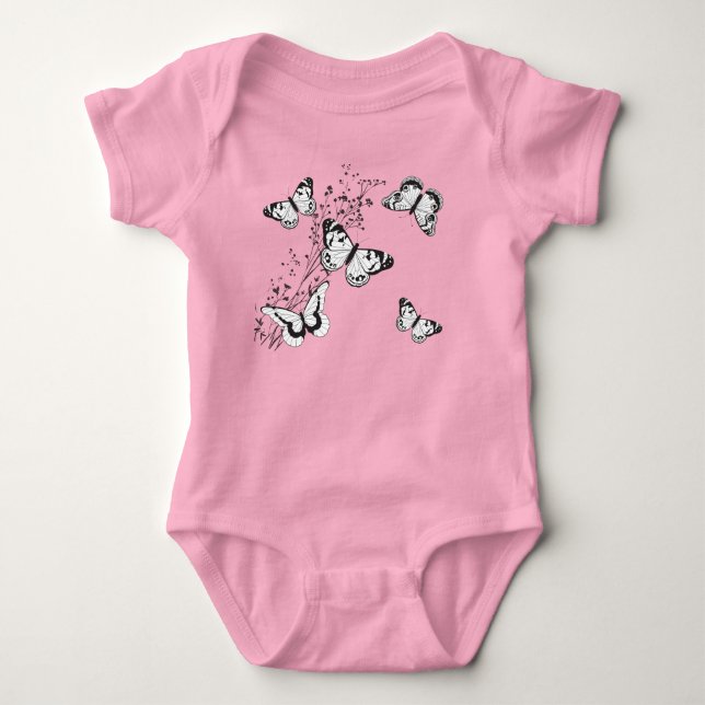 Body Para Bebê Vestido Menina Borboleta (Frente)