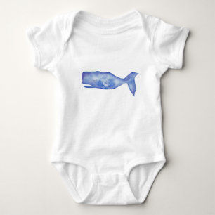 Body Para Bebê Vestuário para bebês de baleia com aquarelas