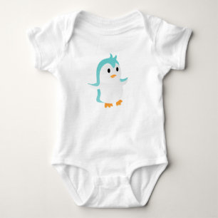 Body Para Bebê Vetor de Atuação de Penguim Azul Bebê Fofo