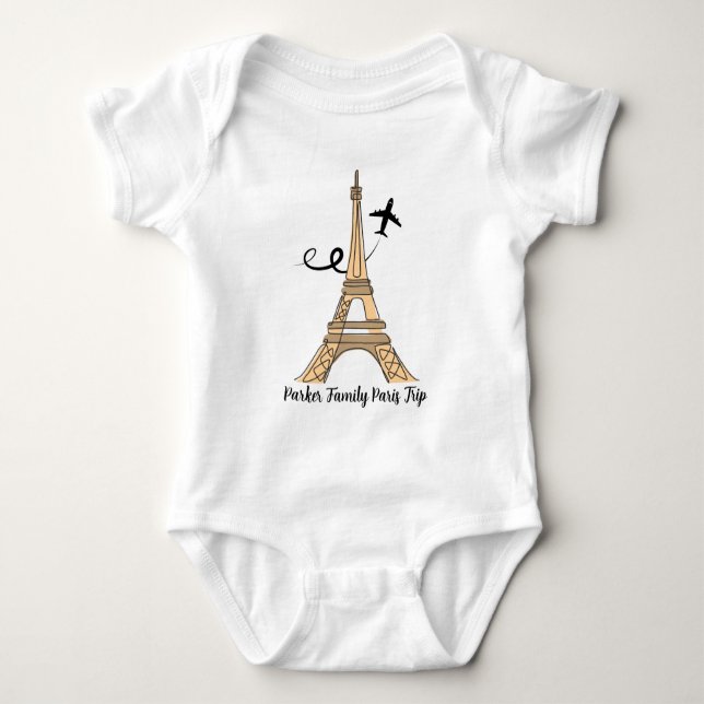 Body Para Bebê Viagem Personalizada Chic para Paris Torre Eiffel (Frente)