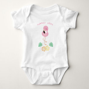 Body Para Bebê Vibrações de Verão Feminina Flamingo Fofo Rosa