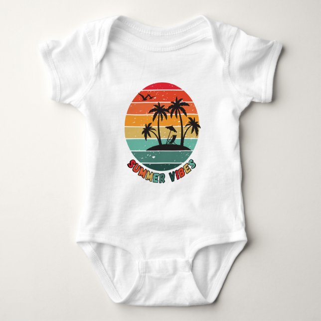Body Para Bebê "vibrações de verão" na moda  (Frente)