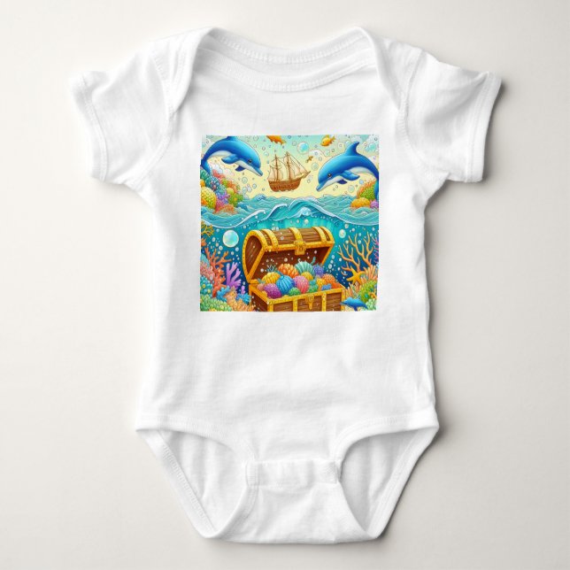 Body Para Bebê Vida marinha (Frente)