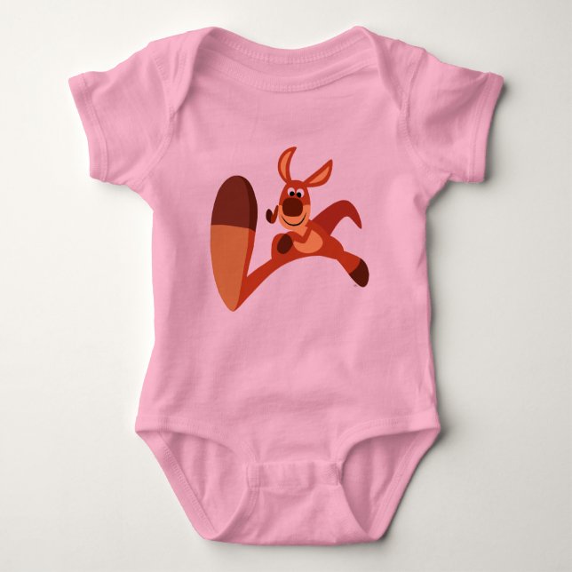Body Para Bebê "Vindo!" Cartoon bonito Kangaroo Baby Roupa (Frente)