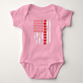 Body Para Bebê Vintage American Flag Heart Family Combinação