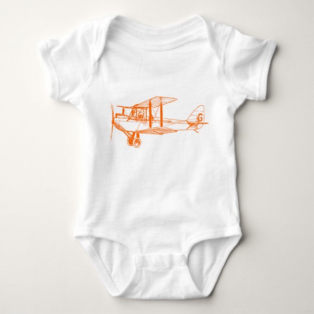 Body Para Bebê Vintage Biplane - Laranja (Frente)