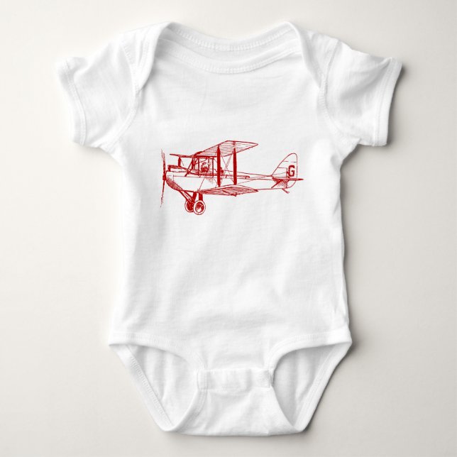 Body Para Bebê Vintage Biplane - Ruby Red (Frente)