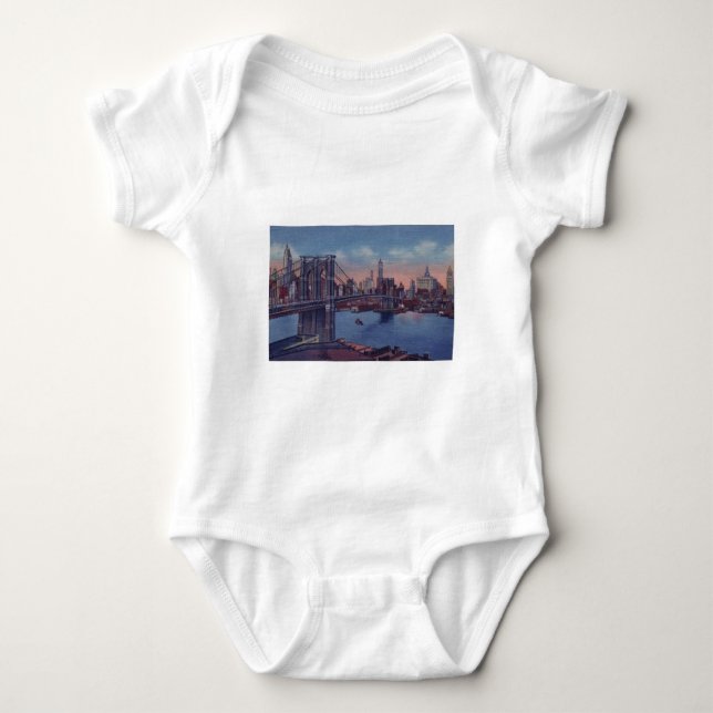 Body Para Bebê Vintage Brooklyn Bridge (Frente)