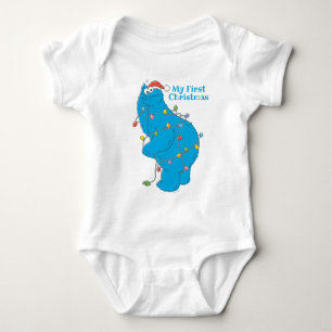 Body Para Bebê Vintage Cookie Monster Primeira Luz de Natal