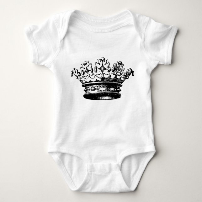 Body Para Bebê Vintage Crown - Preto (Frente)