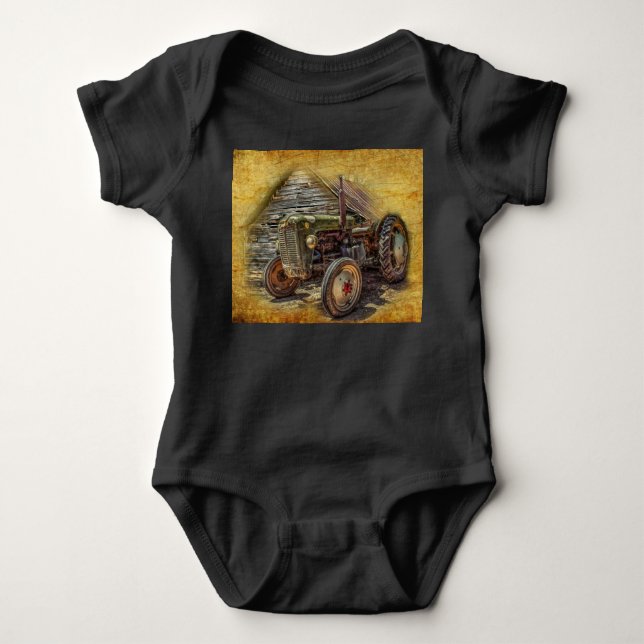 Body Para Bebê Vintage Fazenda Trator Velho (Frente)