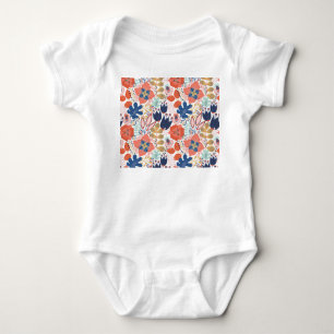 Body Para Bebê Vintage floral brilhante: estilo escandinavo.