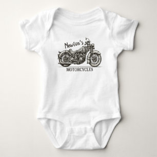 Body Para Bebê Vintage Motorcycle Personalized NAME Garage