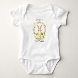 Body Para Bebê Vintage My First Easter Bunny Floral Wreath