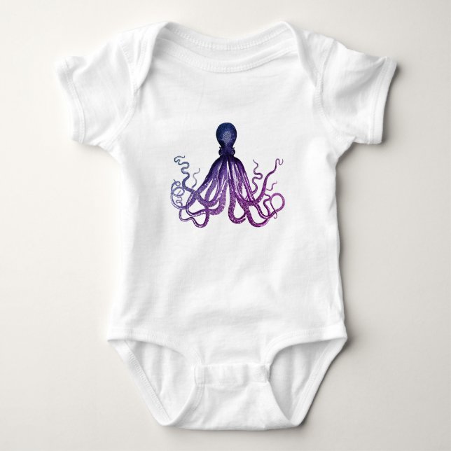 Body Para Bebê Vintage Octopus Sealife  (Frente)