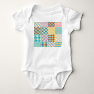 Body Para Bebê Vintage Patchwork: Textile Seamless Background (Co
