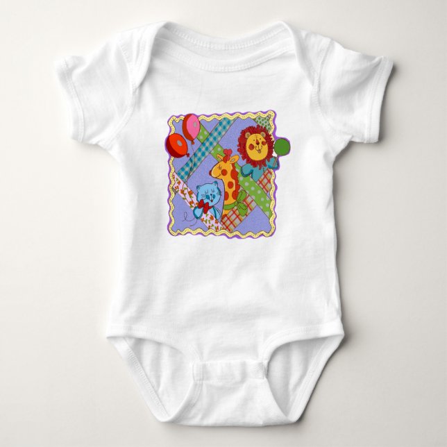 Body Para Bebê Vintage Safari Animals Baby Bodysuit (Frente)