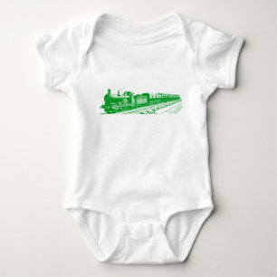 Body Para Bebê Vintage Train - Grass Green