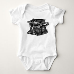 Body Para Bebê Vintage Typewriter - Preto