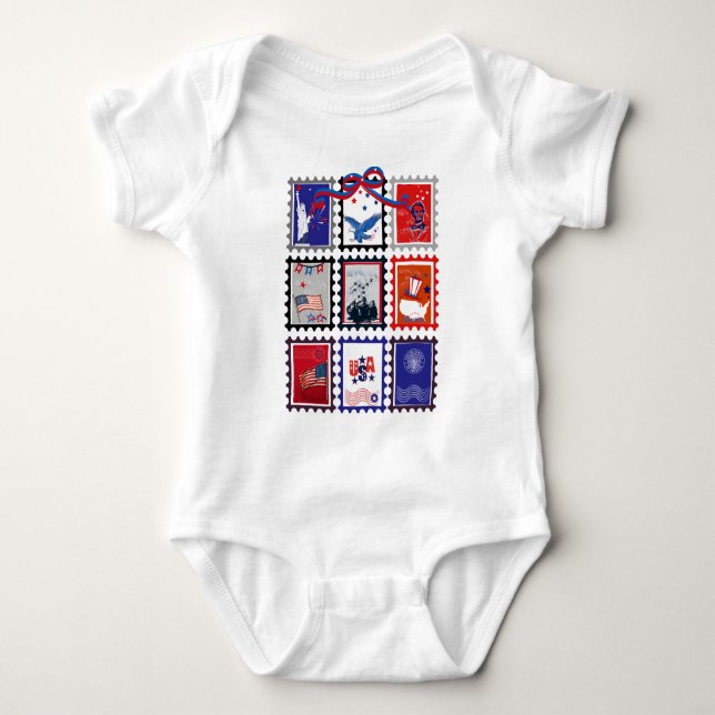 Body Para Bebê Vintage USA Postage Stamp (Frente)