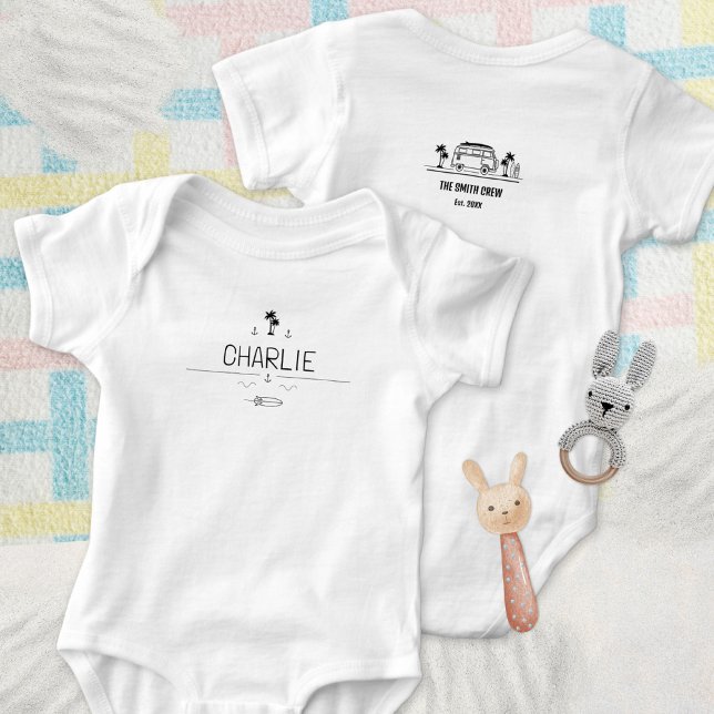 Body Para Bebê Vintage Van Life Surfer Crew (Vintage Van Life Surfer Crew Baby Bodysuit ©Susanne Sachers - Sunny Wanderlust 🌞✈️)