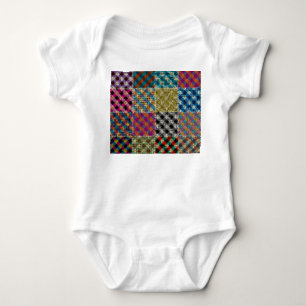 Body Para Bebê Vintagem de quadrados de Canvas grosseira