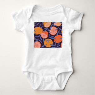 Body Para Bebê Vintagem De Toranja, Padrão De Fruta Tropical.